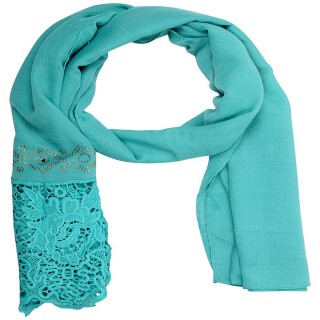 Half Net Diamond Stole- Sky blue